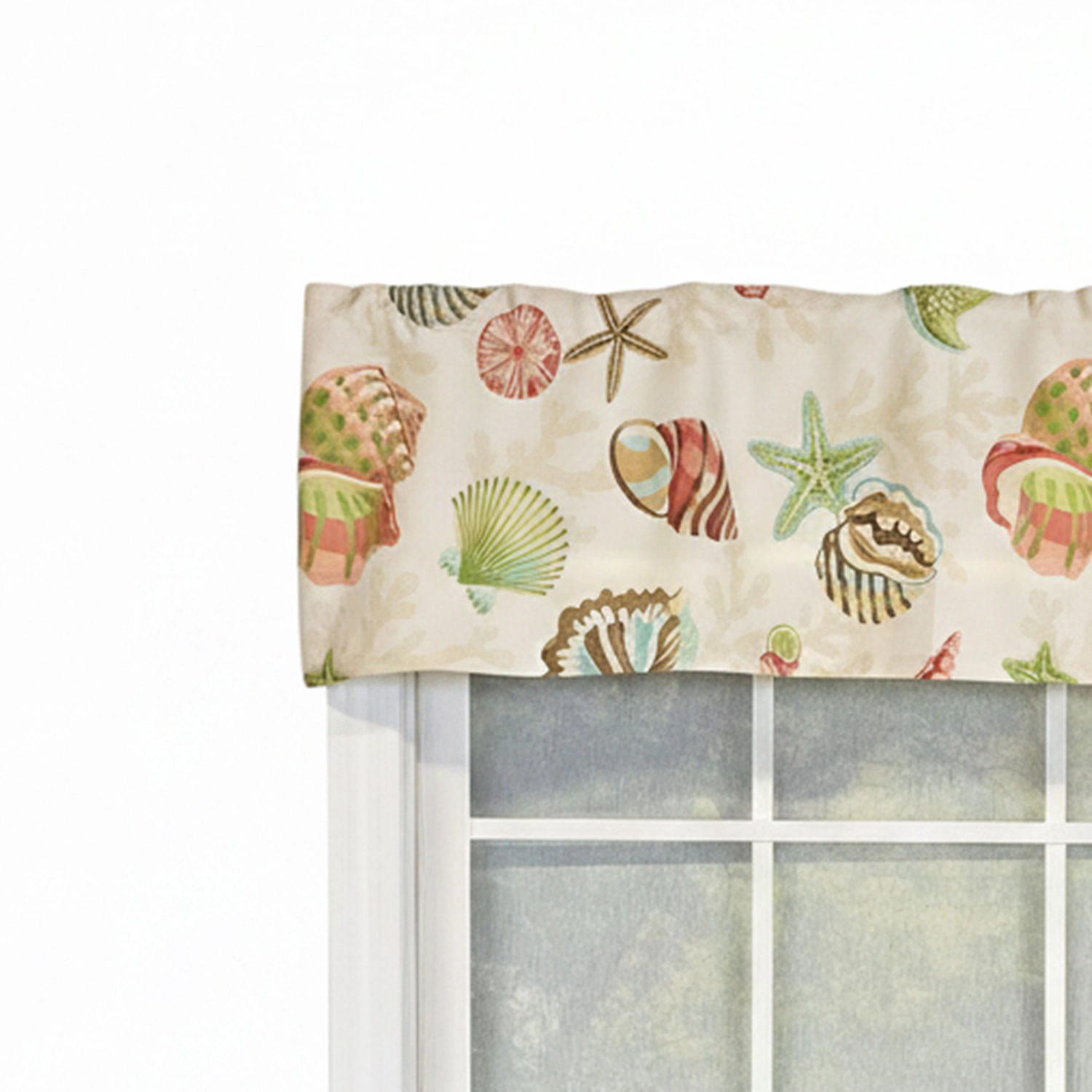 RLF Home 100% Cotton High Quality Beachbound Tailored Window Valance with 1.5" Rod Pocket 50" W X 12" L Multi
