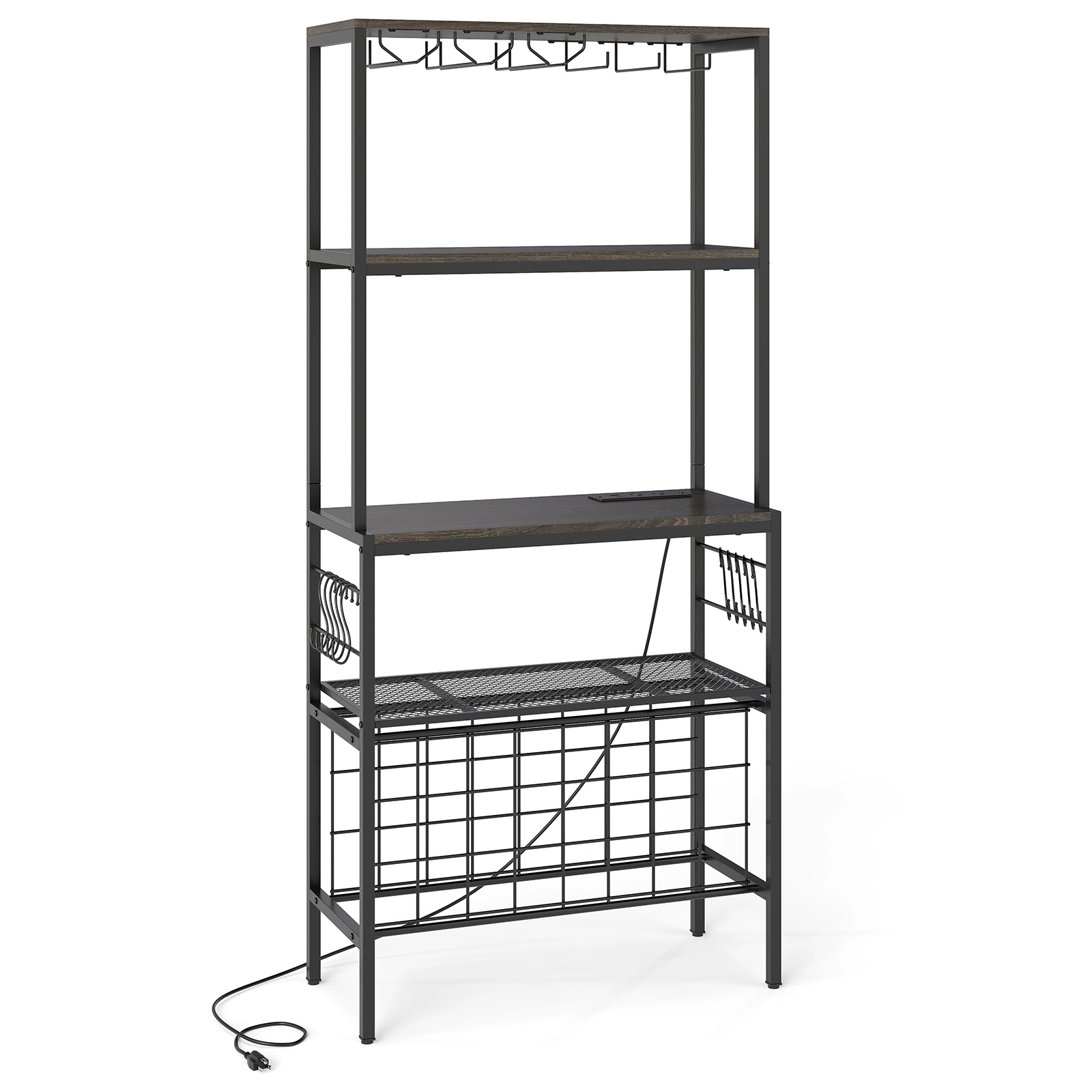 LJG Wine Organizer with Power Outlet and Bottle Holders