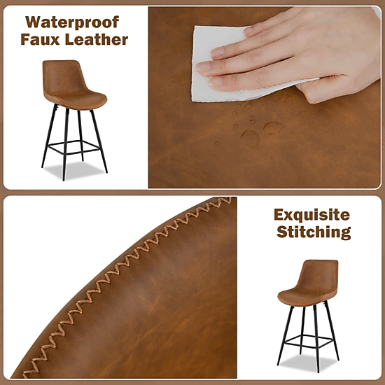 Hivvago 24 Inch Bar Stools Set Of 2 With Backs And Footrests