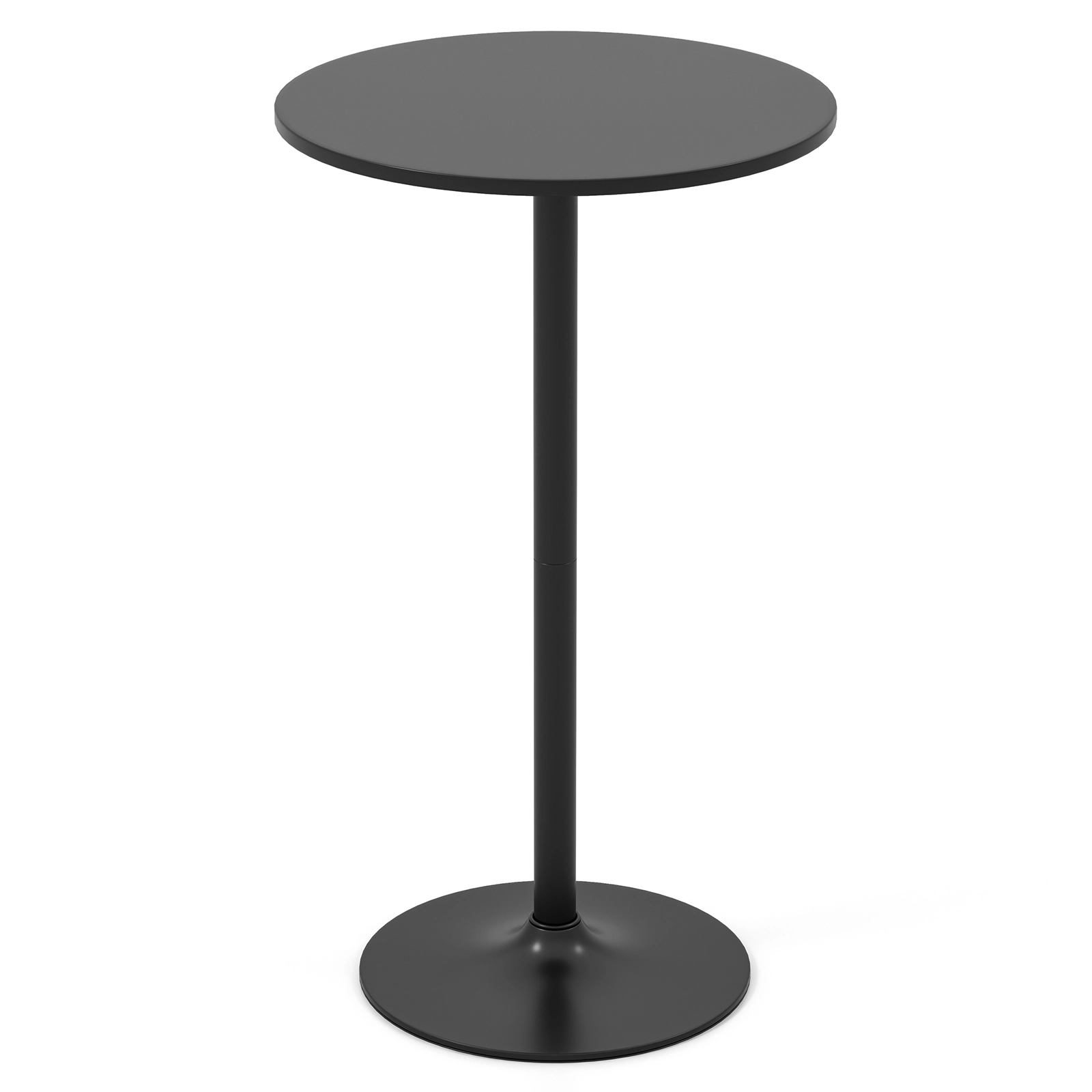 SUGIFT Black Round Cocktail Table, 24-Inch Top, 40-Inch Bar Height, Metal Pedestal Base