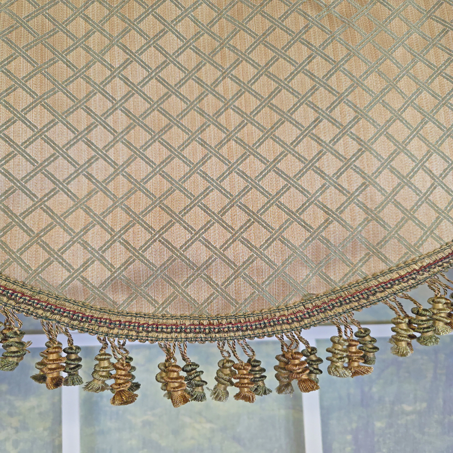 RLF Home 100% Cotton Diamonds Cornice  Fully lined Windows Rod Pocket Valance 50" x 17"  Green