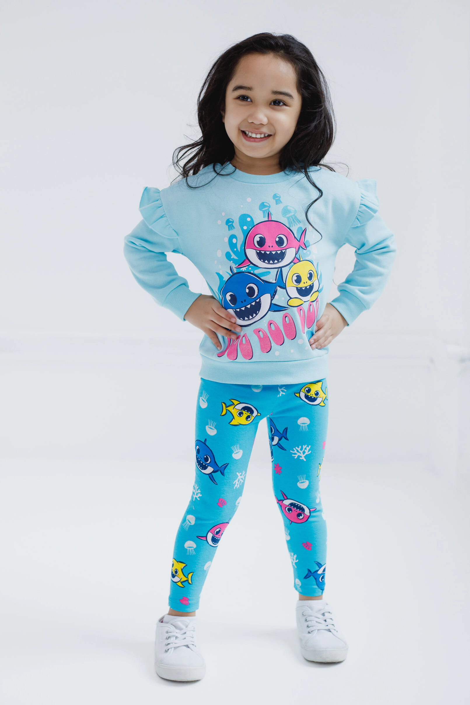 Pinkfong Baby Shark Girls' 2-Piece Fleece Sweatshirt and Leggings Set