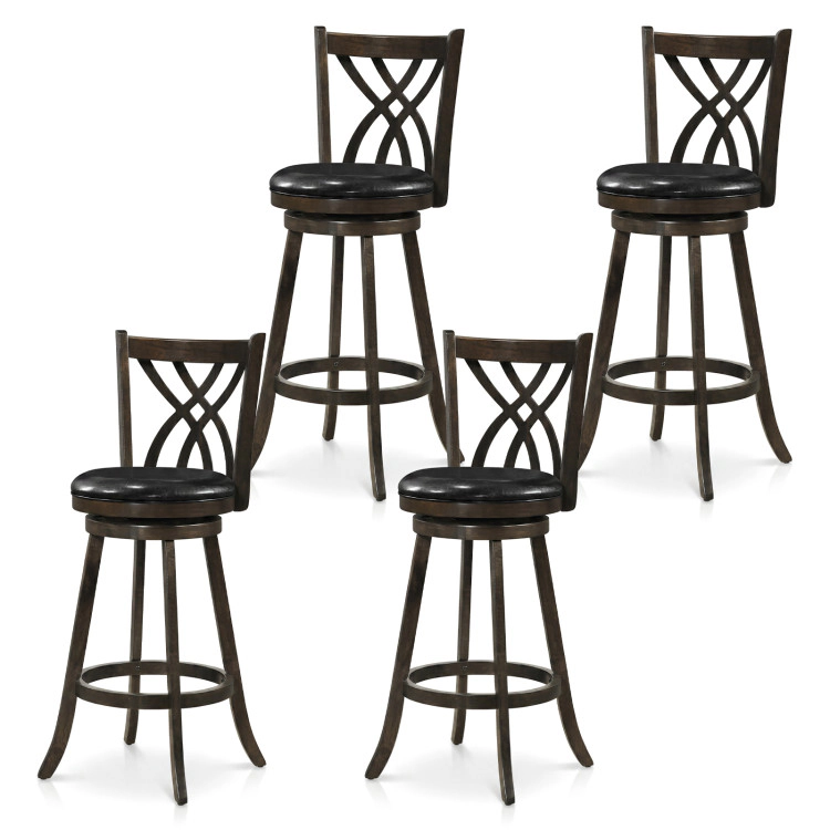 Hivvago Set Of 4 29" Counter Height Bar Stools With Rubber Wood Frame