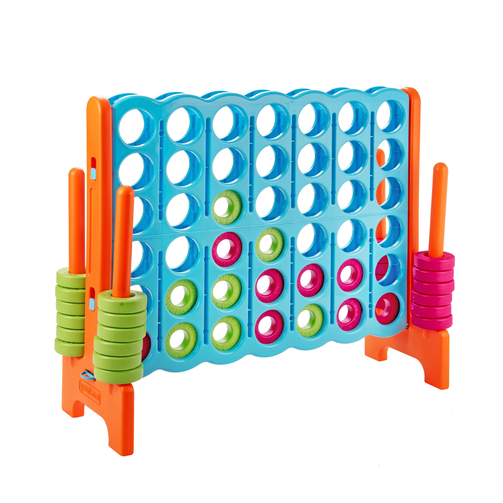 SUGIFT Light Blue 4-in-a-Row Giant Jumbo Game Set with 42 Rings and 2 Reset Strips 47.5-in W 17-in D 41-in H