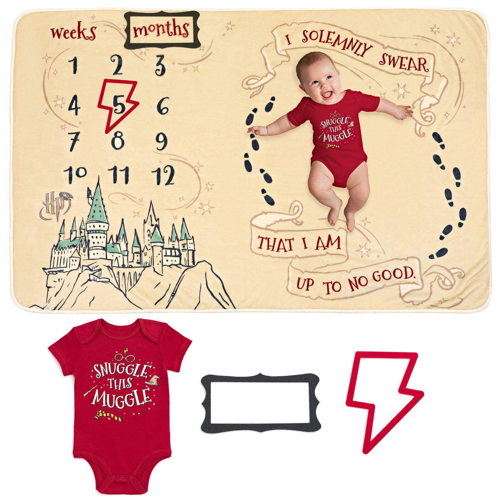 Harry Potter Baby Boy or Girl Shower Bodysuit and Blanket Set