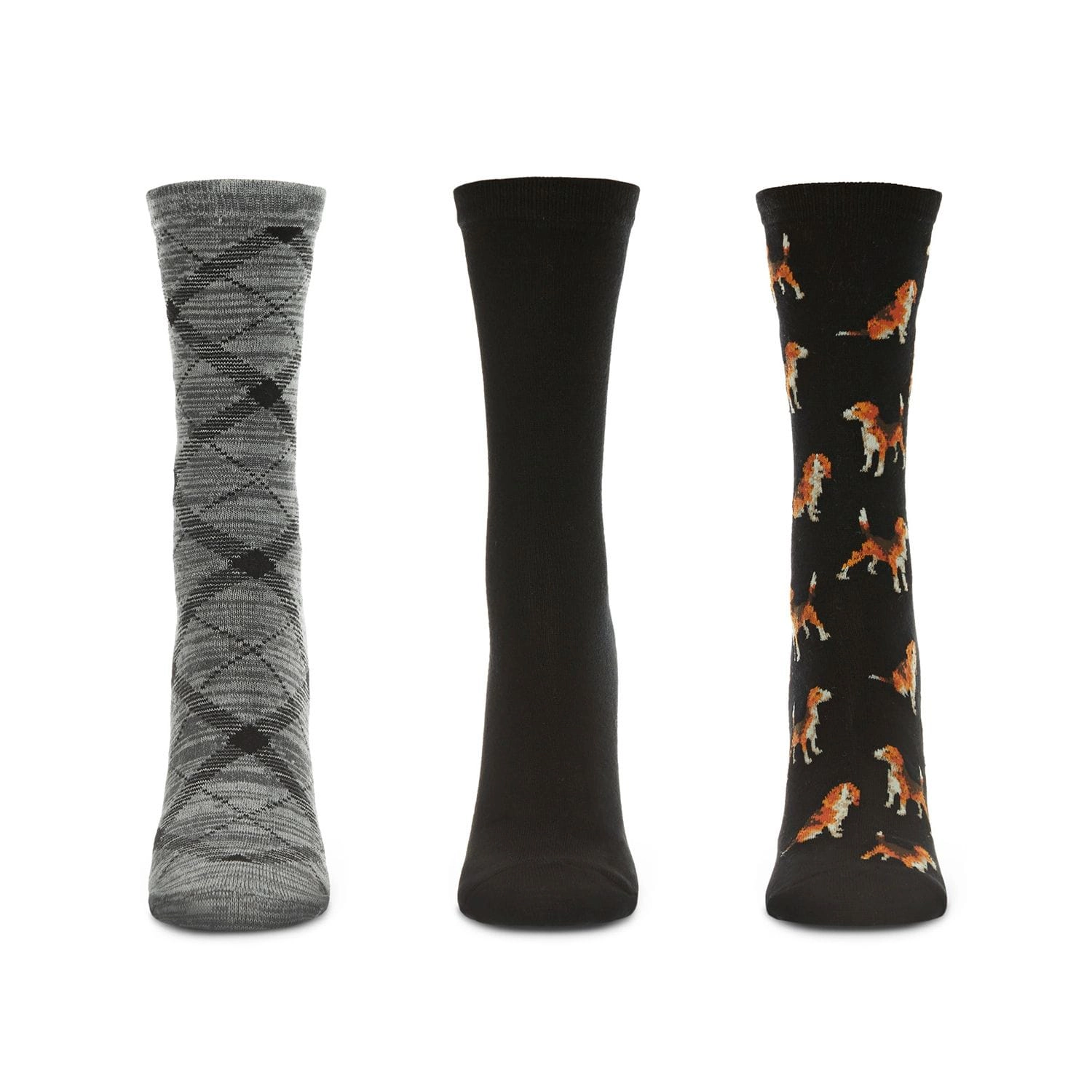 MeMoi Women's 3 Pair Pack Beagle Bamboo Blend Crew Socks