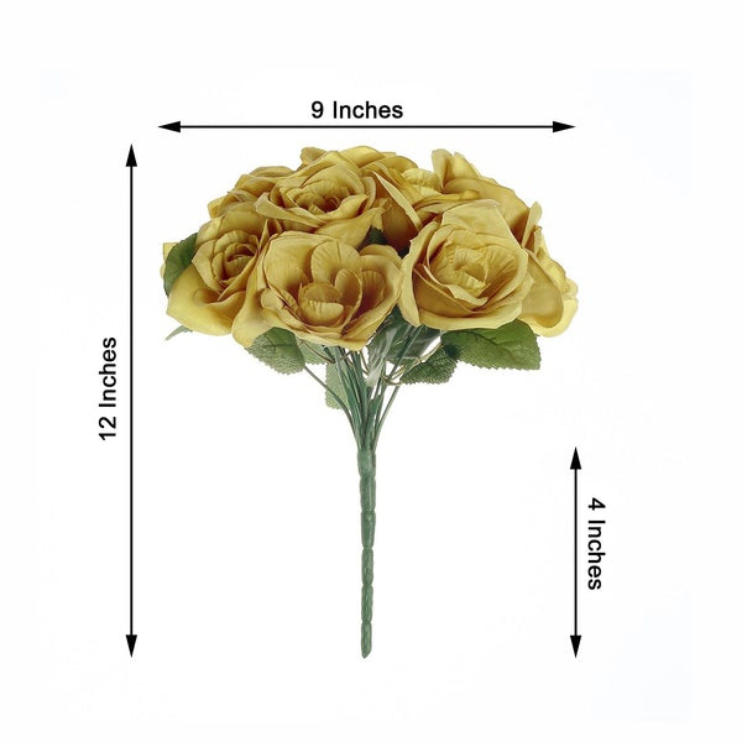 Home Collection 12-Inch Artificial Velvet Rose Flower Bouquet with 14 Roses