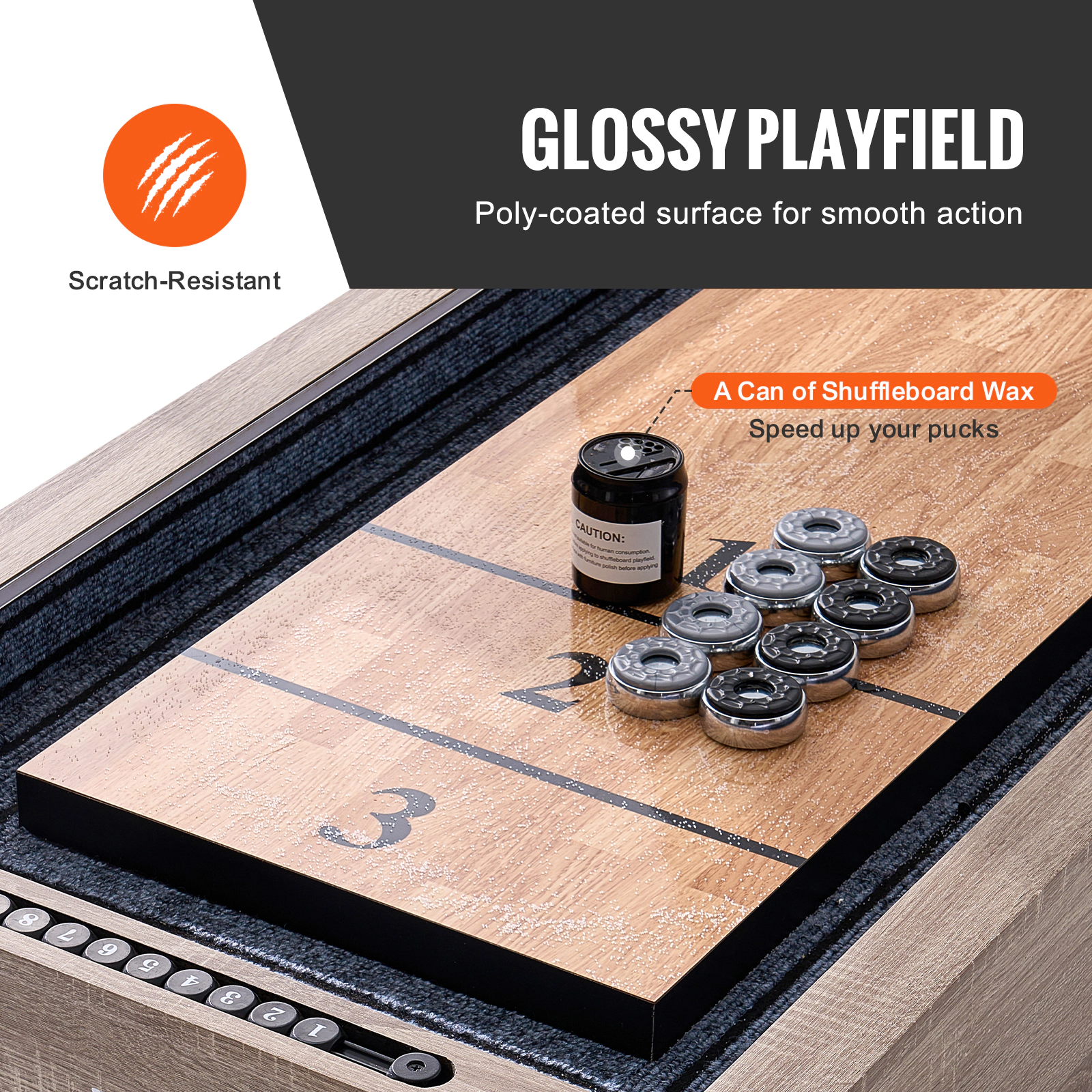 HONGGE Shuffleboard Table Shuffleboard for Family Game Rooms 2 in 1 Shuffleboard and Bowling Combo Game Set with