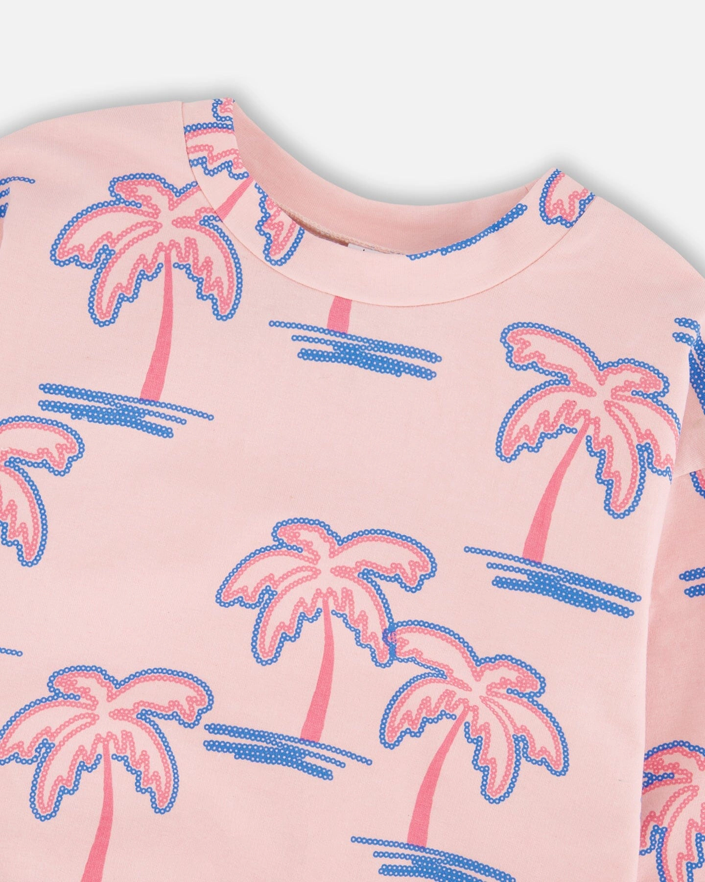 Deux par Girls French Terry Sweatshirt Palm Print