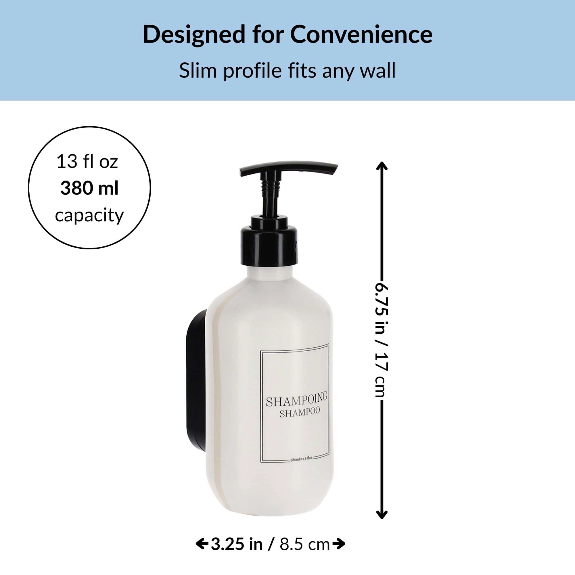 Evideco French Home Goods 13 oz Matte White Refillable Wall-Mounted Shampoo Dispenser