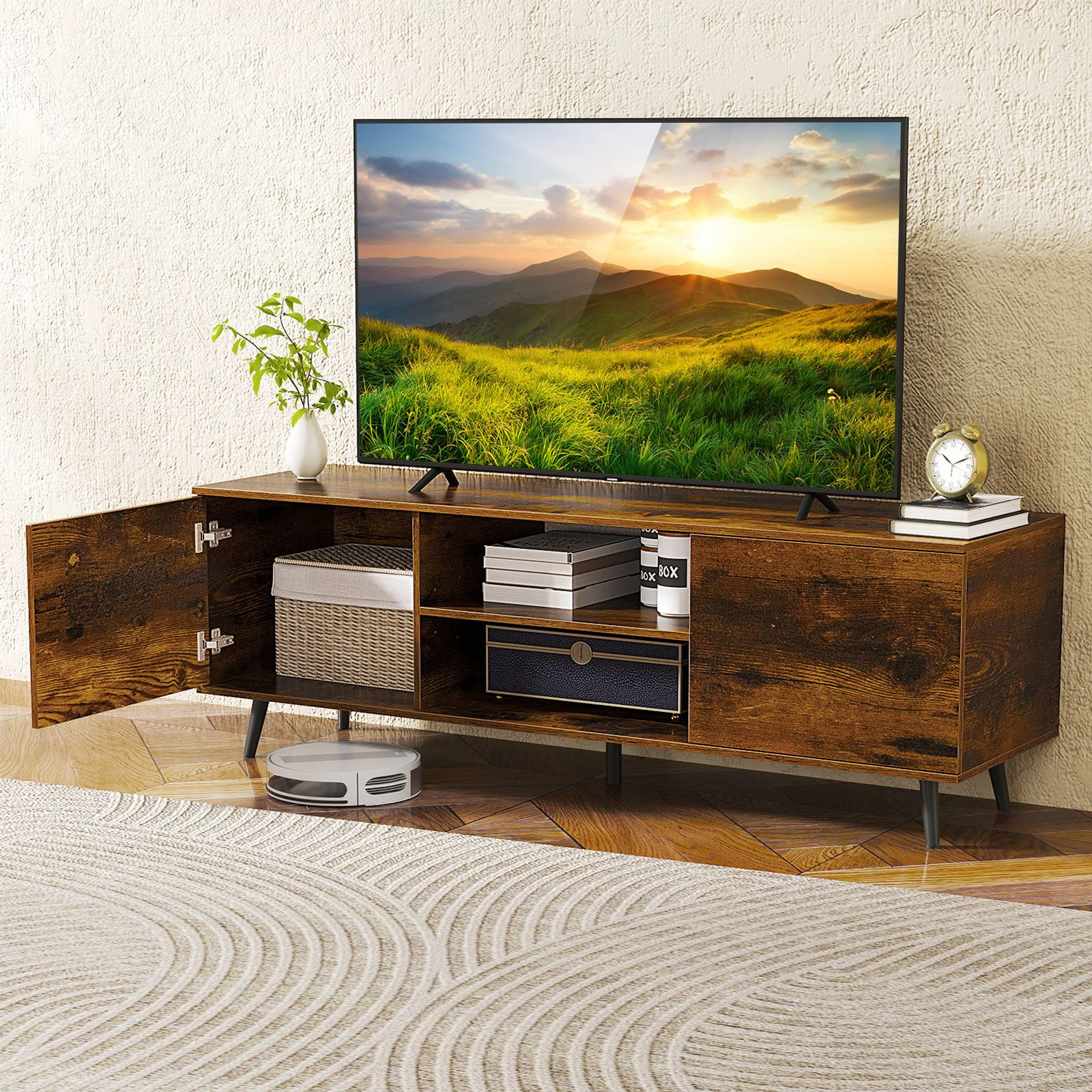 SlickBlue TV Console Cabinet with Adjustable Shelves and Storage
