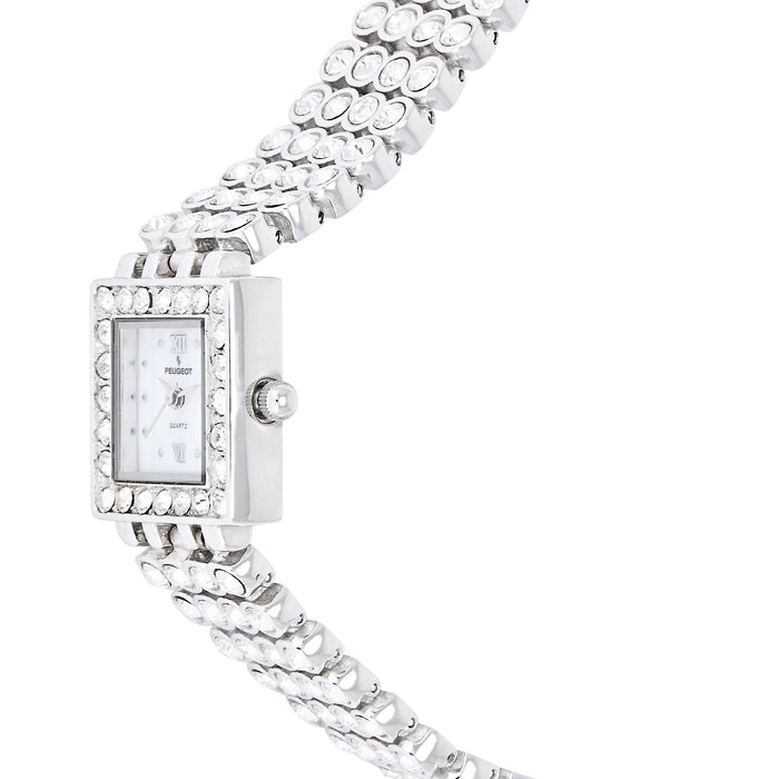 Peugeot Women's Silver Jeweled Watch with Four Strands of Genuine Swarovski Crystals