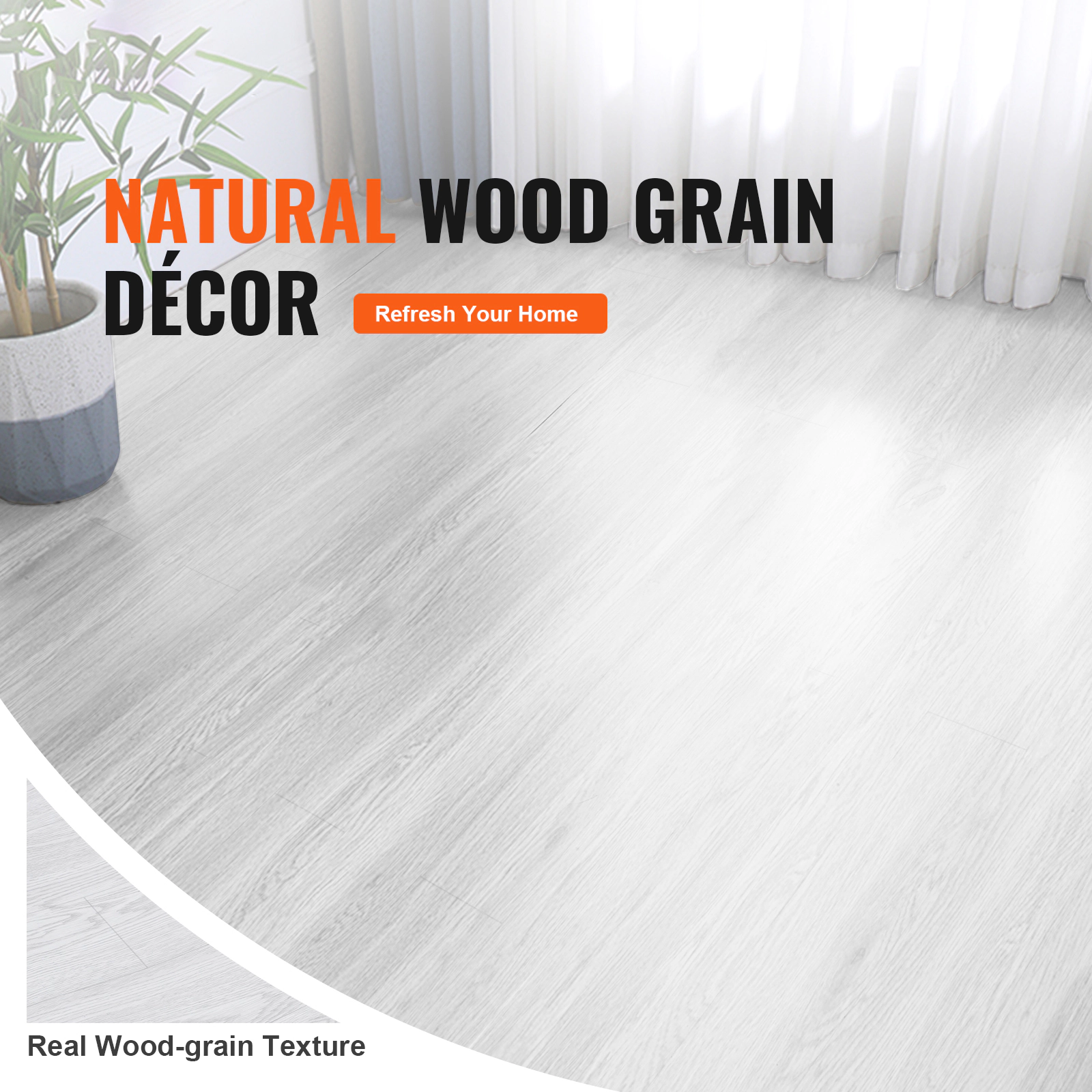HONGGE Self Adhesive Vinyl Floor Tiles Peel & Stick Wood Grain DIY Flooring for Kitchen Dining Room Bedrooms &