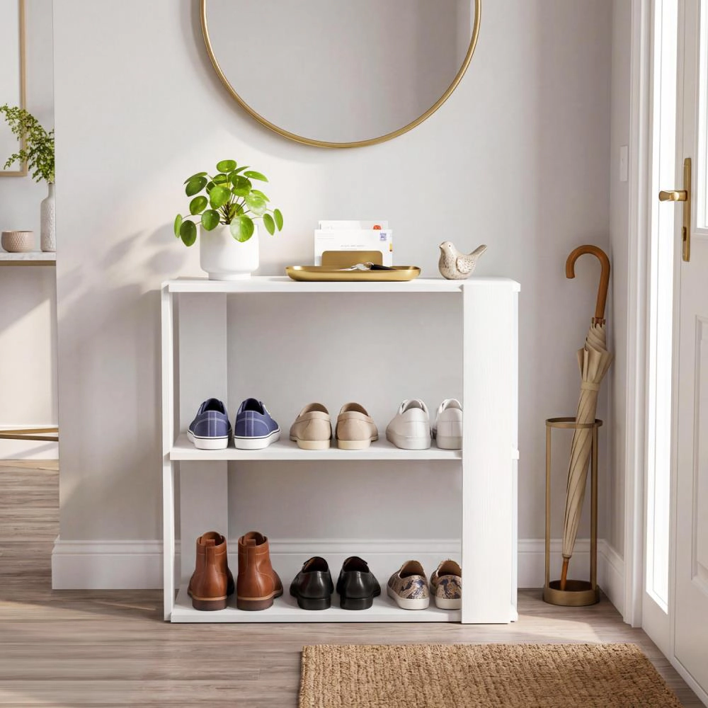 Hivvago 3-Tier Shoe Rack Modern Shoe Organizer with Stackable Design