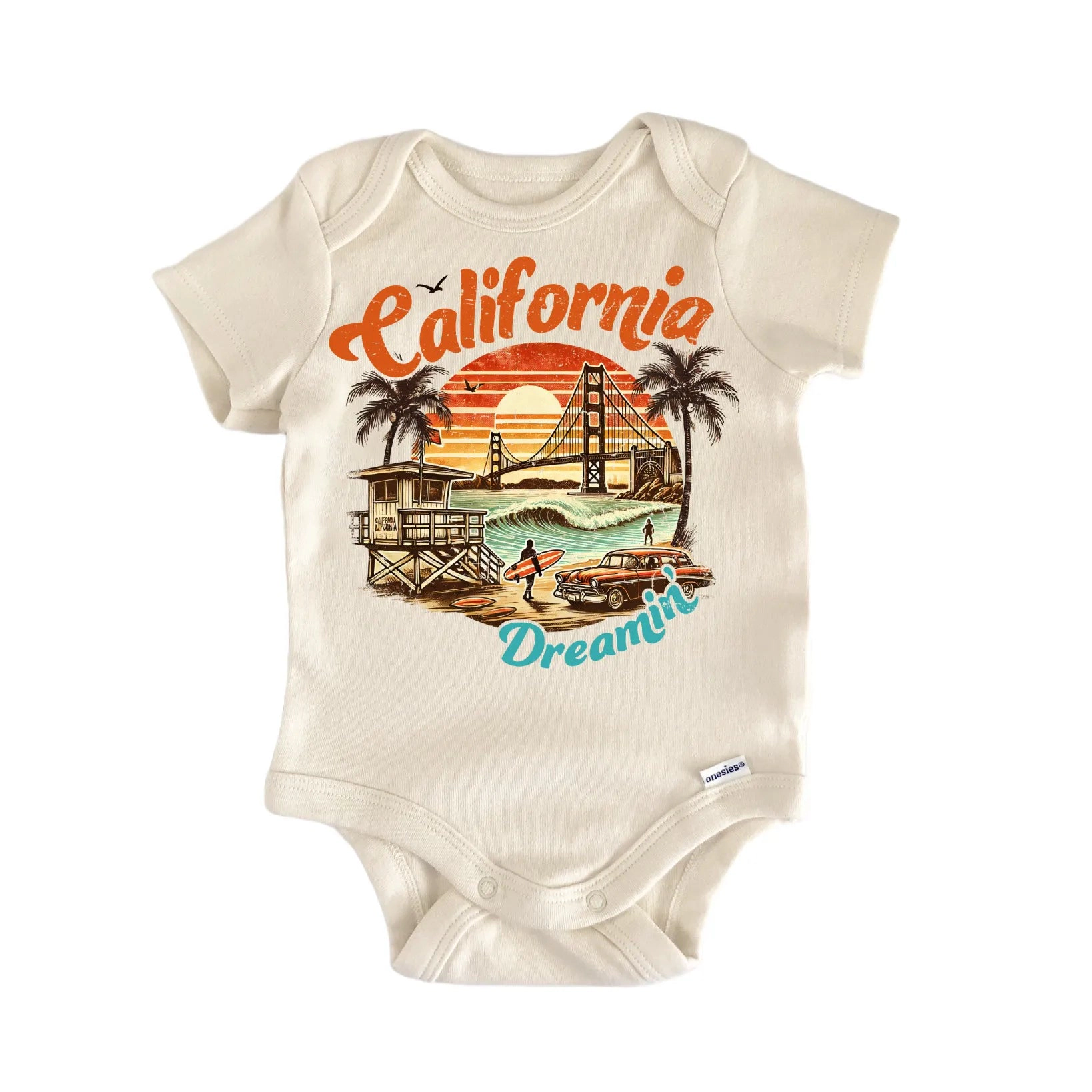 NOFO VIBES Unisex Travel United States California Dreamin Newborn Baby Bodysuit