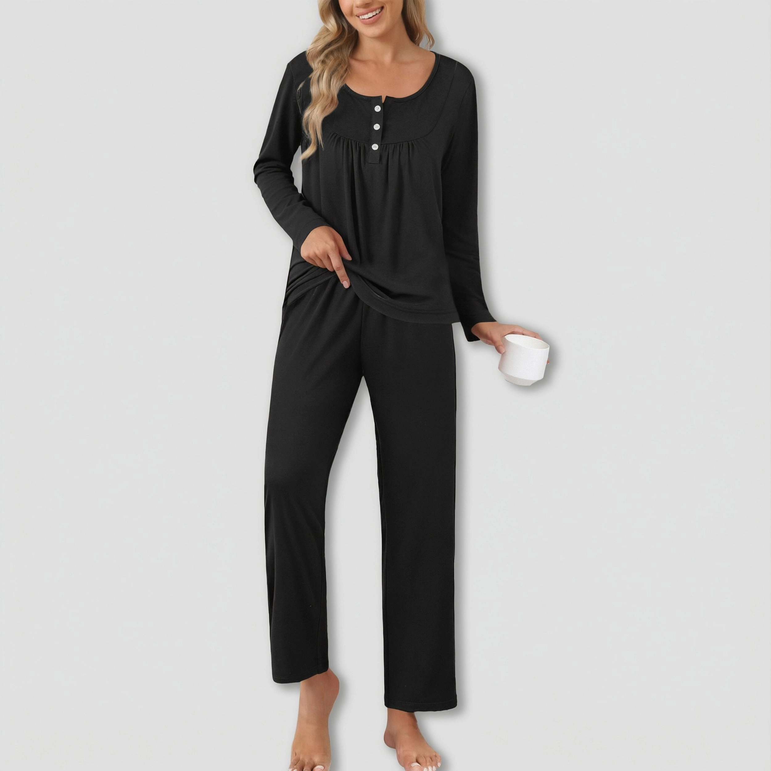 Ekouaer Womens Pajama Sets for Womens Two Piece Pajama Sets Long Sleeve Lounge Set Sleepwear Pants