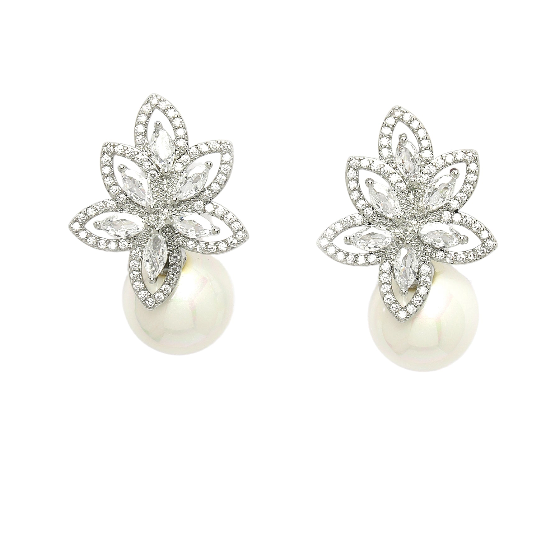 AGP PARIS Womens Diva Collection Cubic Zirconia Petal Shaped Drop Earrings