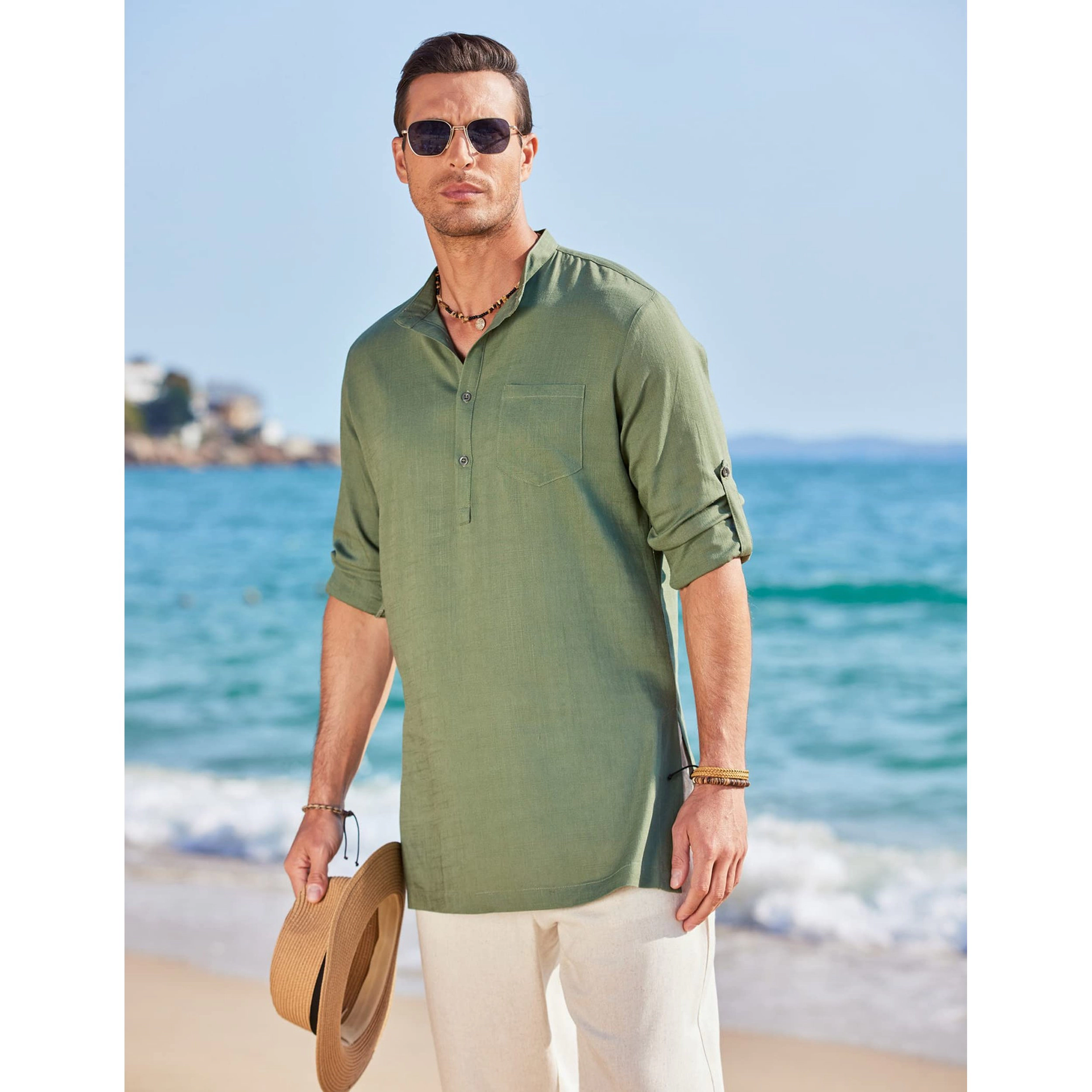 COOFANDY Men's Regular Fit Long Sleeve Henley Shirt