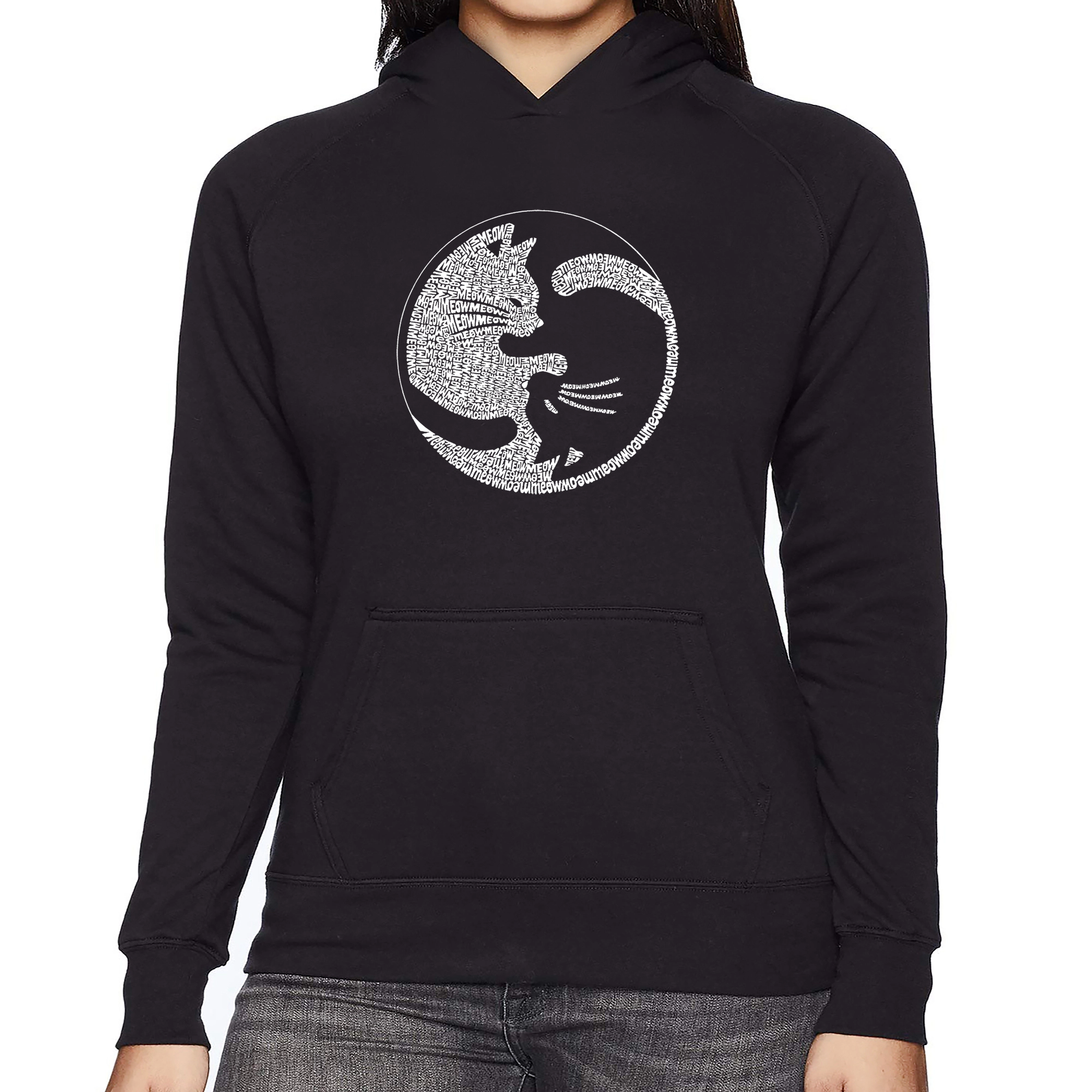 LA Pop Art Yin Yang Cat - Women's Word Hooded Sweatshirt