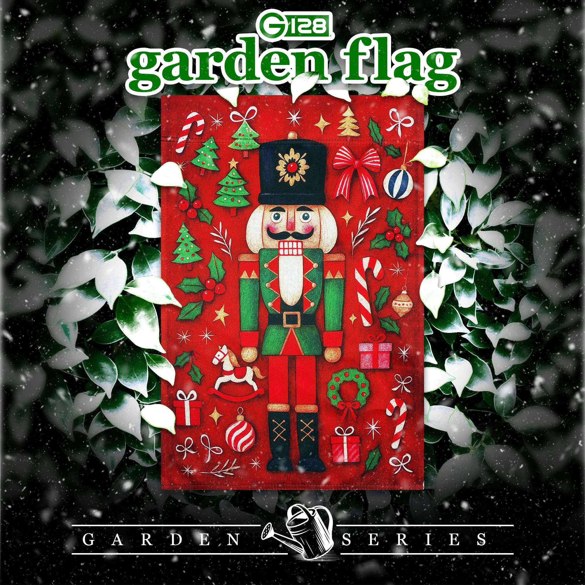 G128 Nutcracker Christmas Garden Flag 12x18 Double-Sided Holiday Yard Decoration