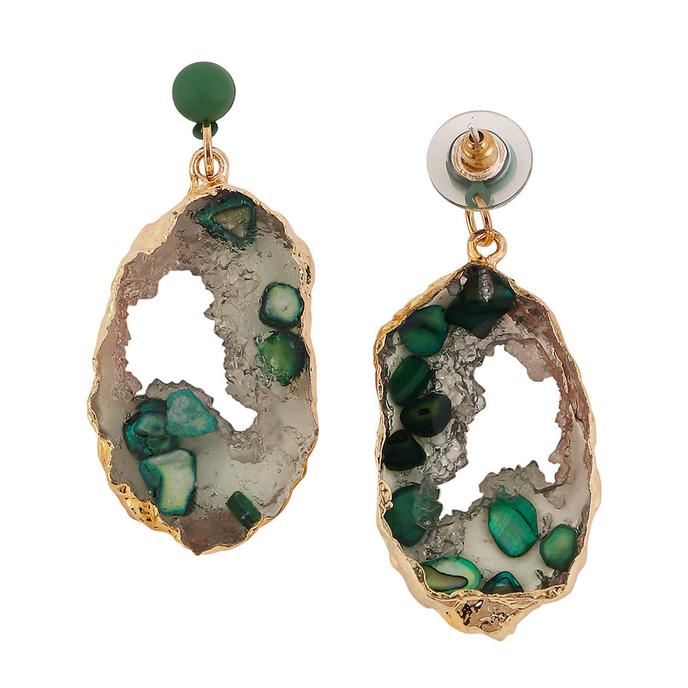 SOHI Women's The Wilderness Drop Earrings - Emerald Green