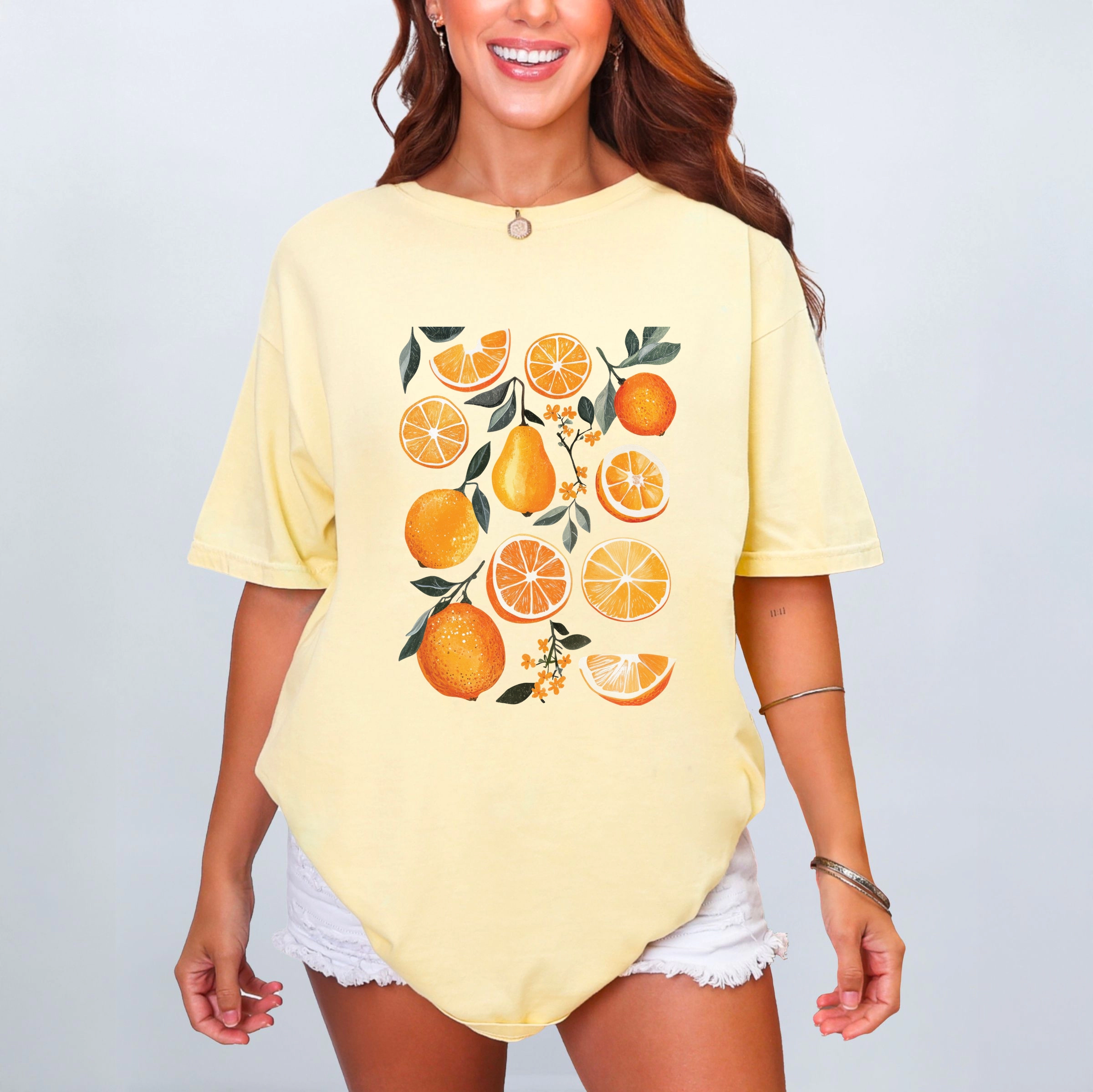 Simply Sage Market - Orange Slice Collage Women's Garment Dyed Graphic T-Shirt