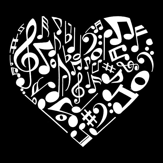 LA Pop Art Womens Word Art V-Neck T-Shirt - Heart Notes