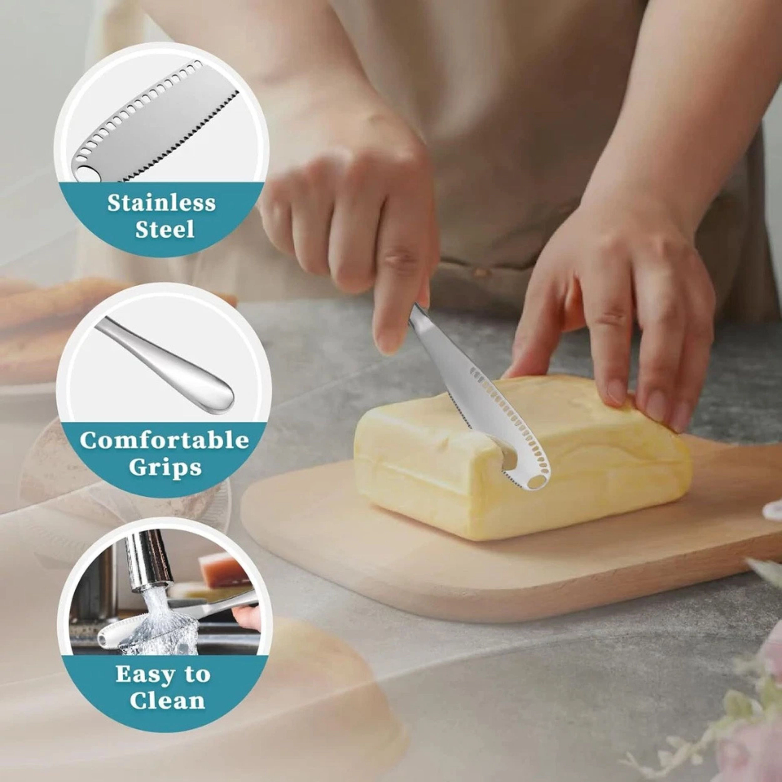SS Design 2 Pack Stainless Steel Butter Spreader Knives