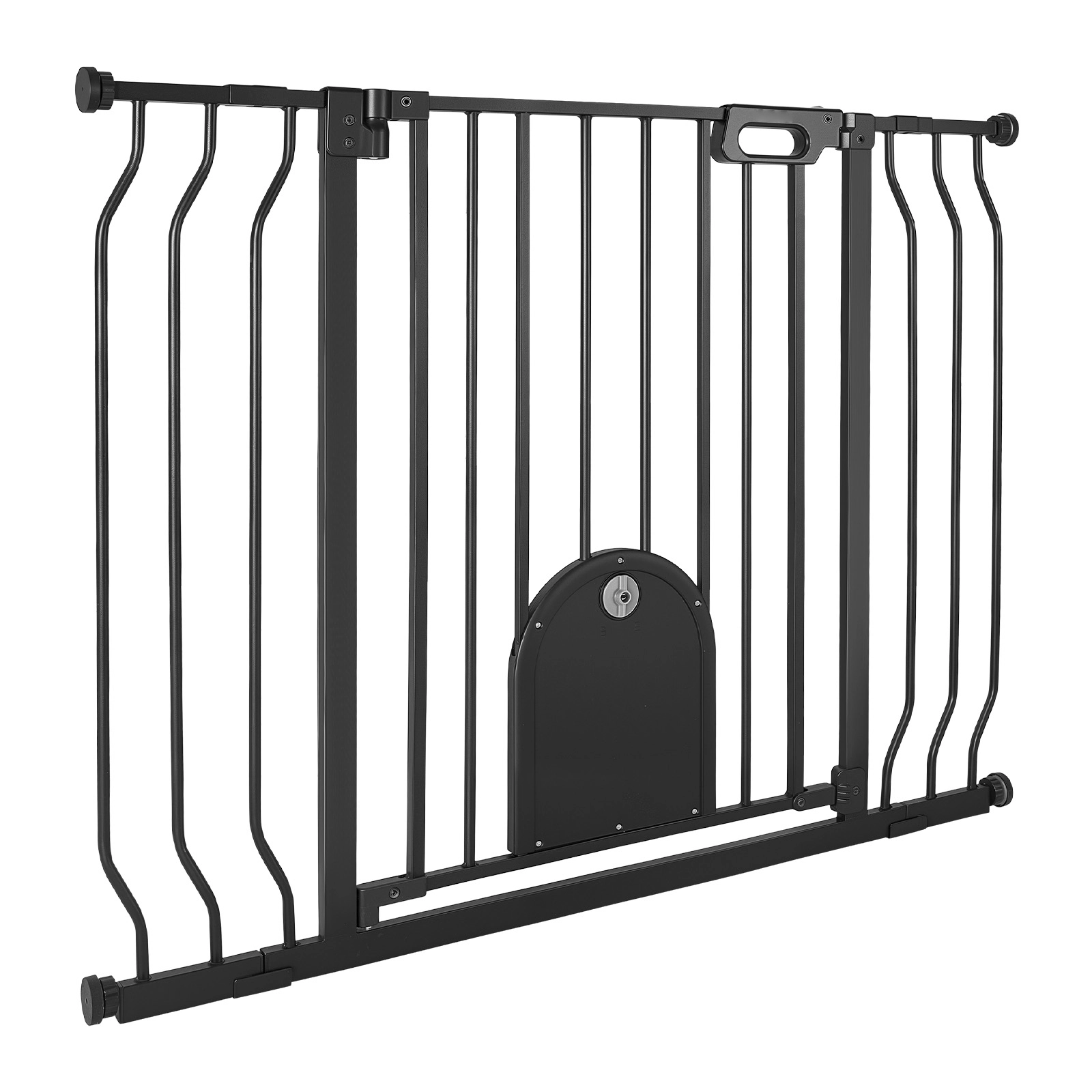 HONGGE Baby Gate for Stairs 29.5-43 in Adjustable Width Baby Gate with Adjustable Cat Door with Pressure Mount Kit and