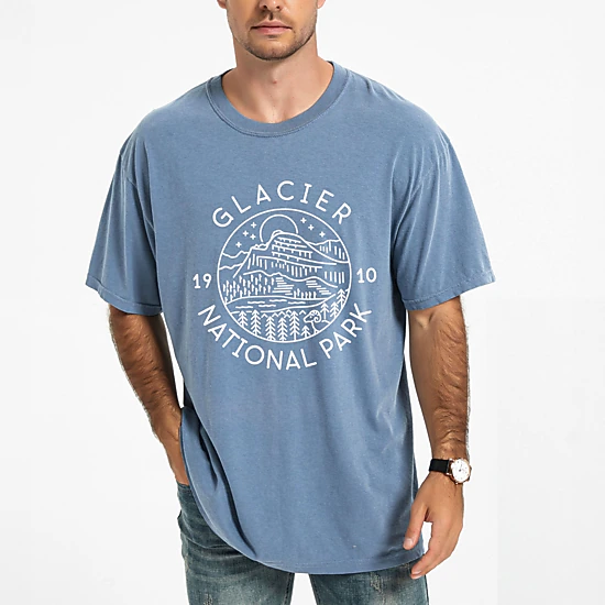 Simply Sage Market - Glacier National Park - Men's Garment Dyed Graphic T-Shirt
