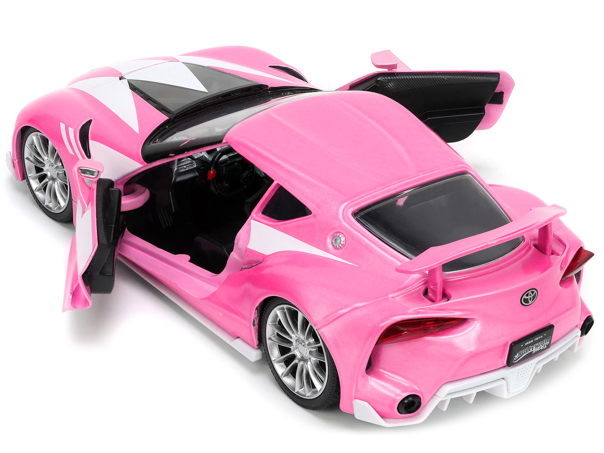 Jada Toyota FT-1 Concept Pink Metallic and Pink Ranger Diecast Figurine "Power Rangers" "Hollywood Rides"