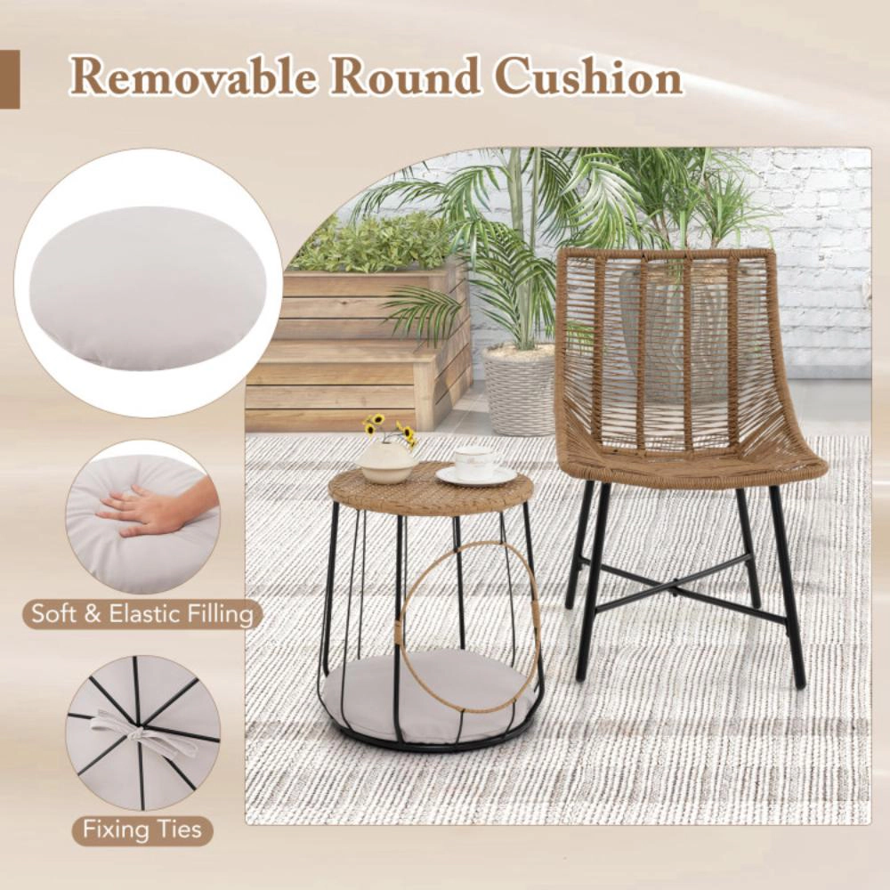 Hivvago 3 Piece Outdoor Furniture Set With Pet Housefor Patio Yard-Brown