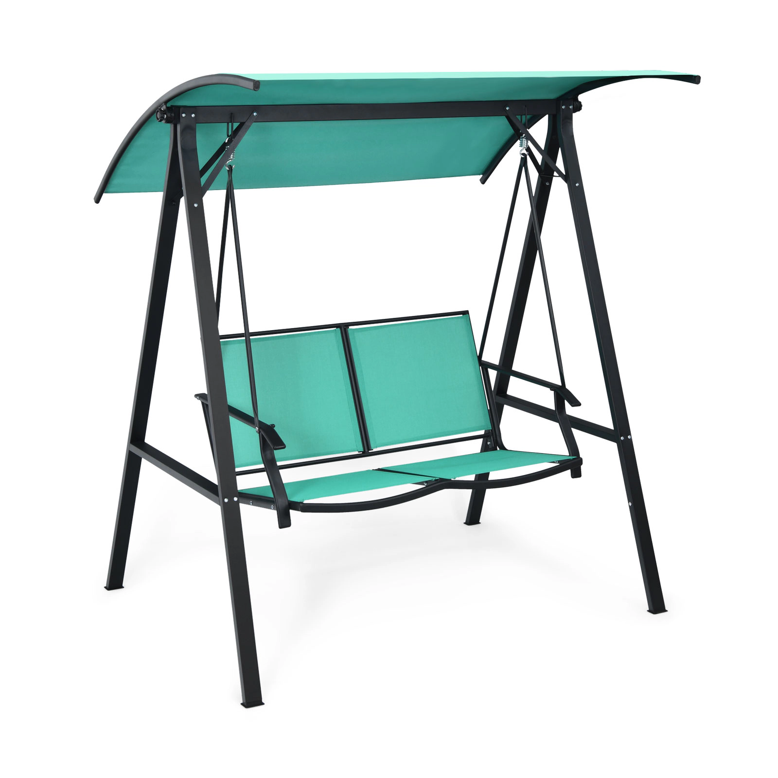SUGIFT Weather-Resistant 2 Person Patio Swing with Glider and Adjustable Canopy 530-lb Capacity Green