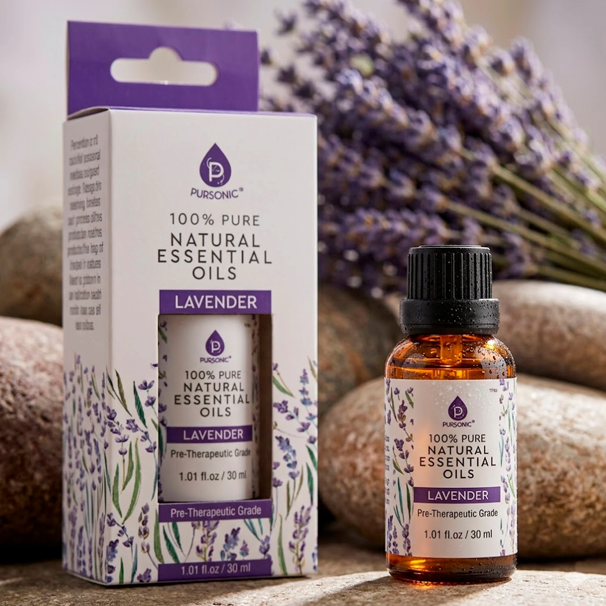 Pursonic Unisex 100% Pure & Natural Lavender Essential Oil – Aromatherapy Relaxation Oil