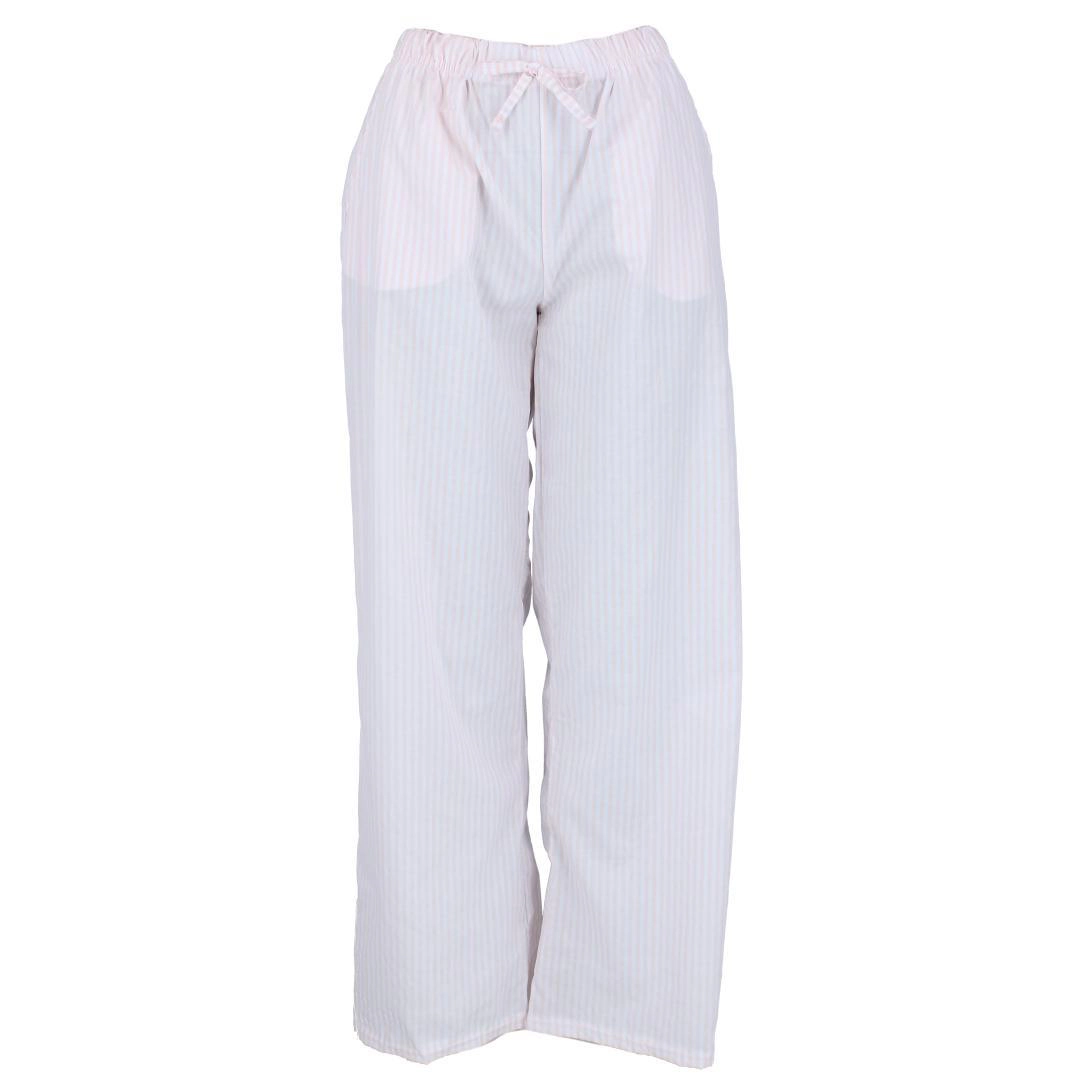 Not a Morning Person Women's Bow Baby Tee and Striped Pants Pajama Set