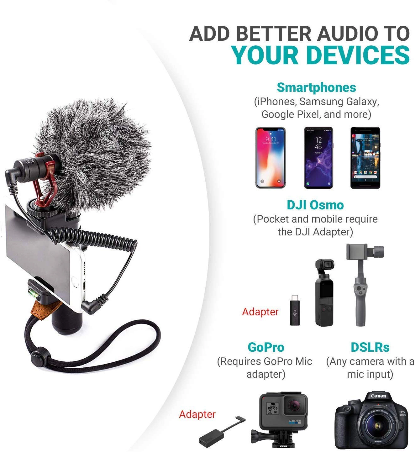 Movo VXR10 Universal Video Microphone with Lightning Adapter