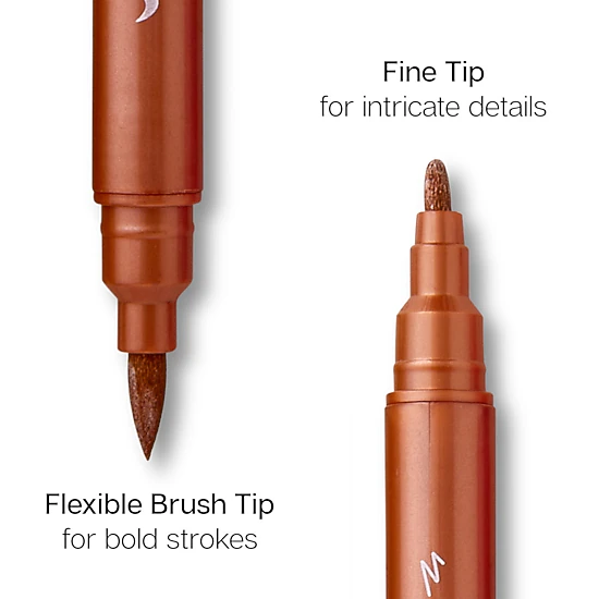 KINGART Twin-Tip Metallic Brush & Fine Pens - 24 Shimmering Water-Based Colors