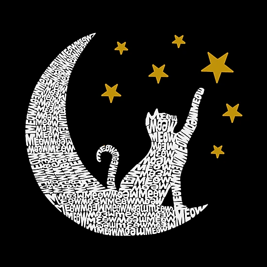 LA Pop Art Girls Word Art T-Shirt - Cat Moon