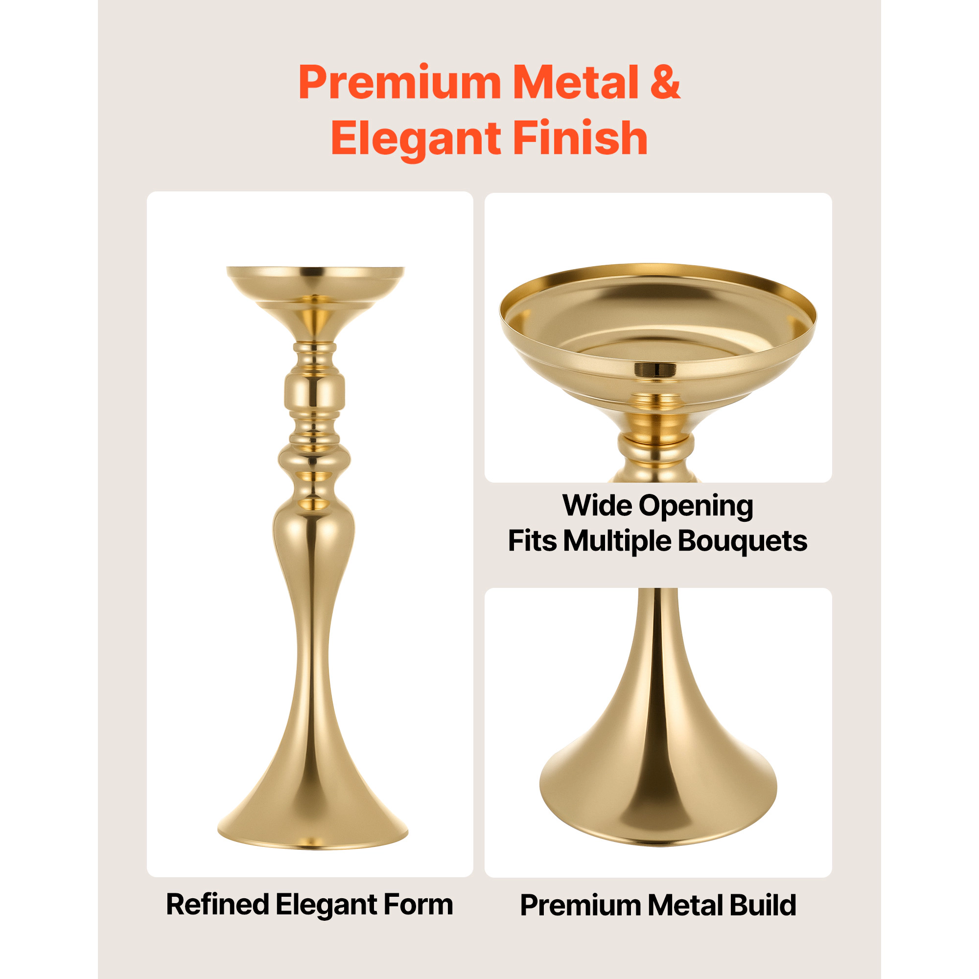 HONGGE Crystal Wedding Flower Stand Metal Wedding Centerpiece Vase Gold Flower Holders Floral Display Rack for Tables