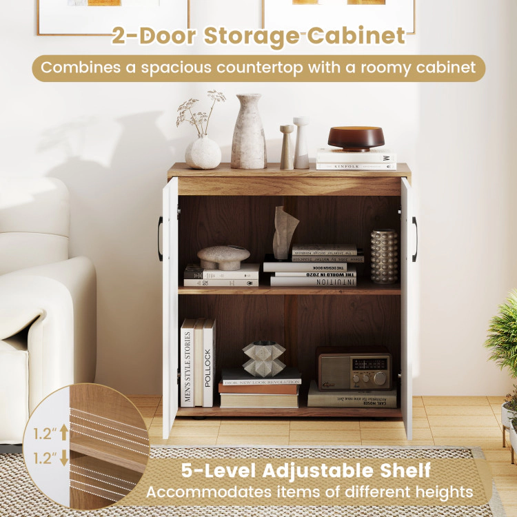 Hivvago Coffee Bar Cabinet With 5-Position Adjustable Shelf For Living Room Dining Room-Natural
