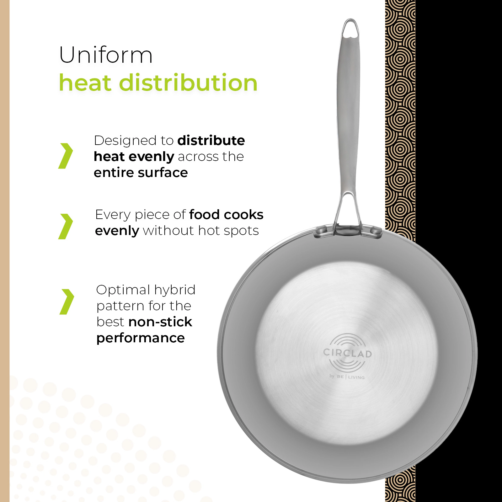 BE - LIVING CIRCLAD Series 2-Piece Stainless Steel Nonstick Fry Pan Set 10" and 12"