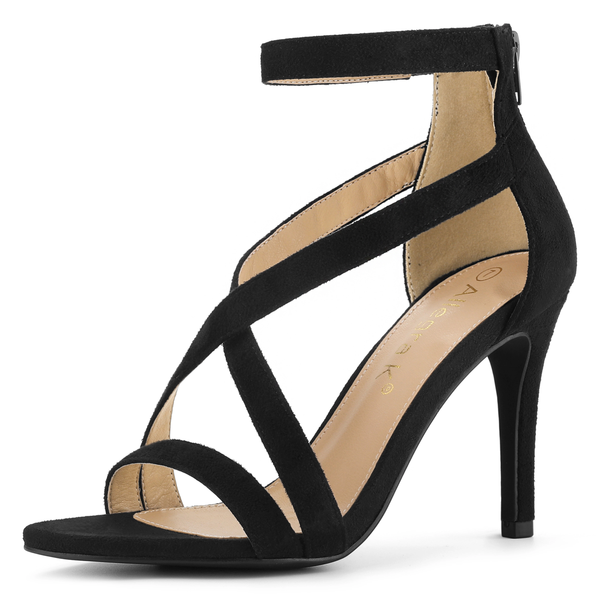 BLISSFUL STEP Women's Stiletto Heel Ankle Strap Sandals