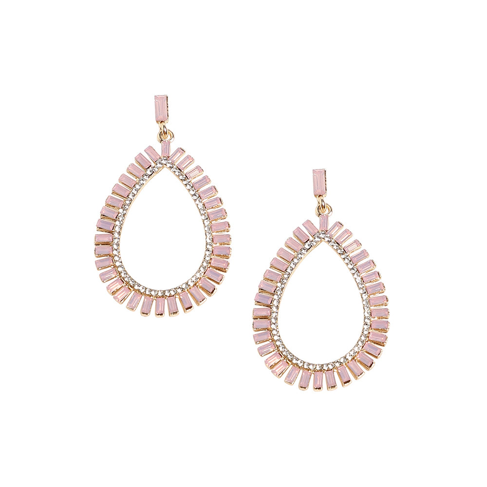 SOHI Women's Baby Pink Circular Teardrop Drop Earrings
