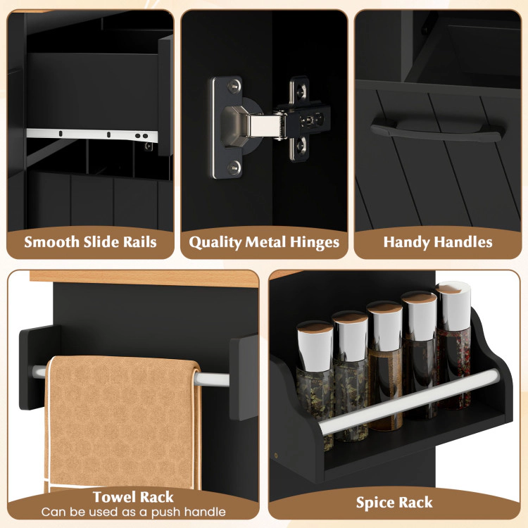 Hivvago Mobile Kitchen Island Table with Trash Bag Storage for Dining Room