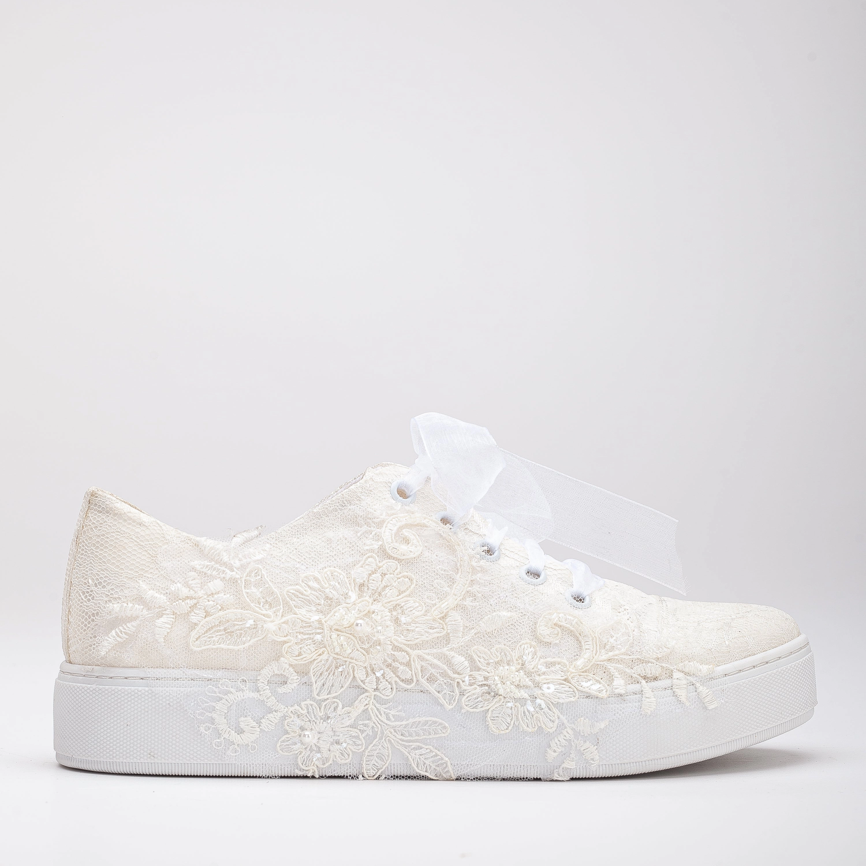 Forever & Always Womens Elise Lace Bridal Sneakers