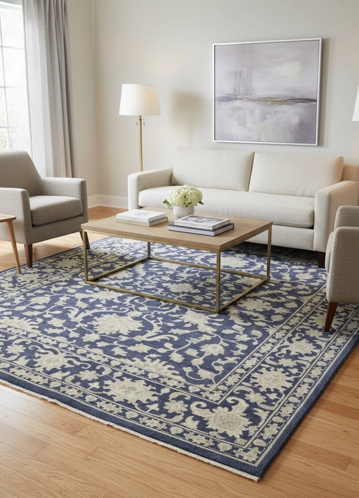 Magic Rugs Muted Slate Blue Floral 12X15 Transitional Oriental Rug