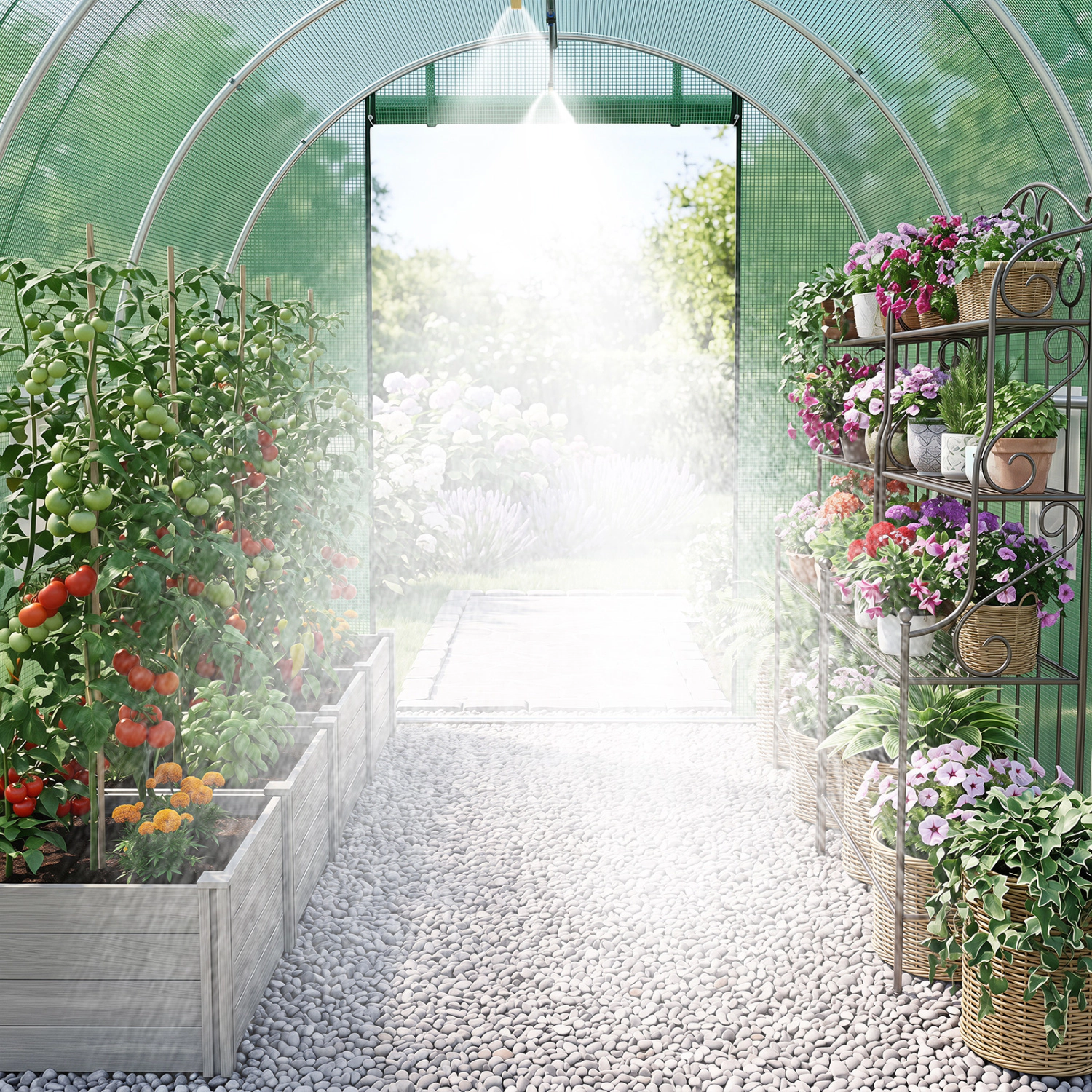 LJG 15 x 7 ft Walk-in Tunnel Greenhouse with Watering System