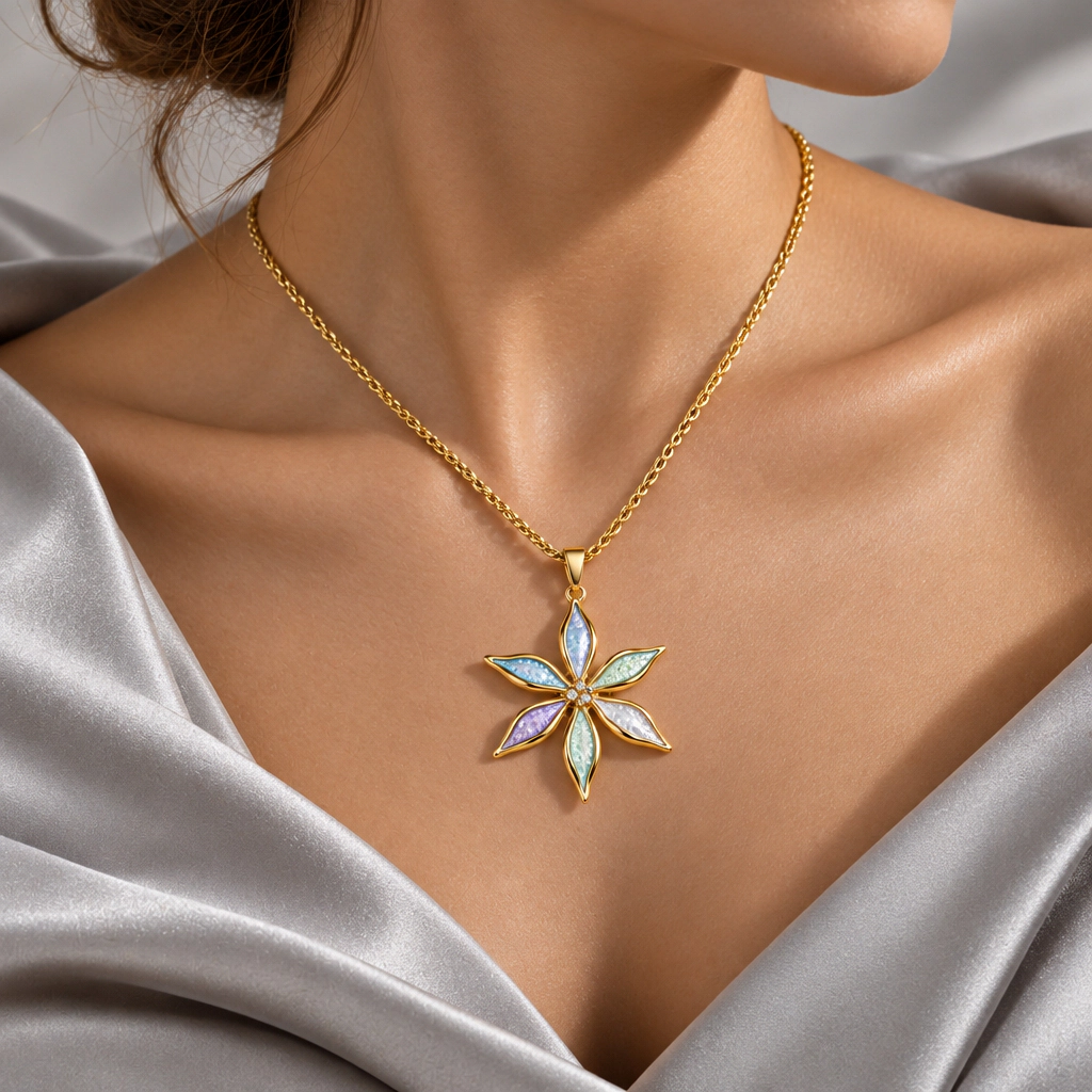 DressAtR Women's 18K Gold Plated Fancy Flower Necklace