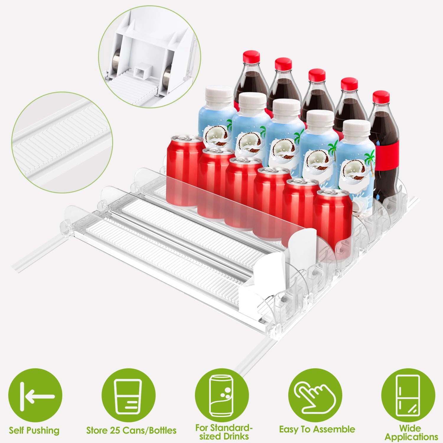 GBruno Spring-Loaded Drink Organizer For Fridge