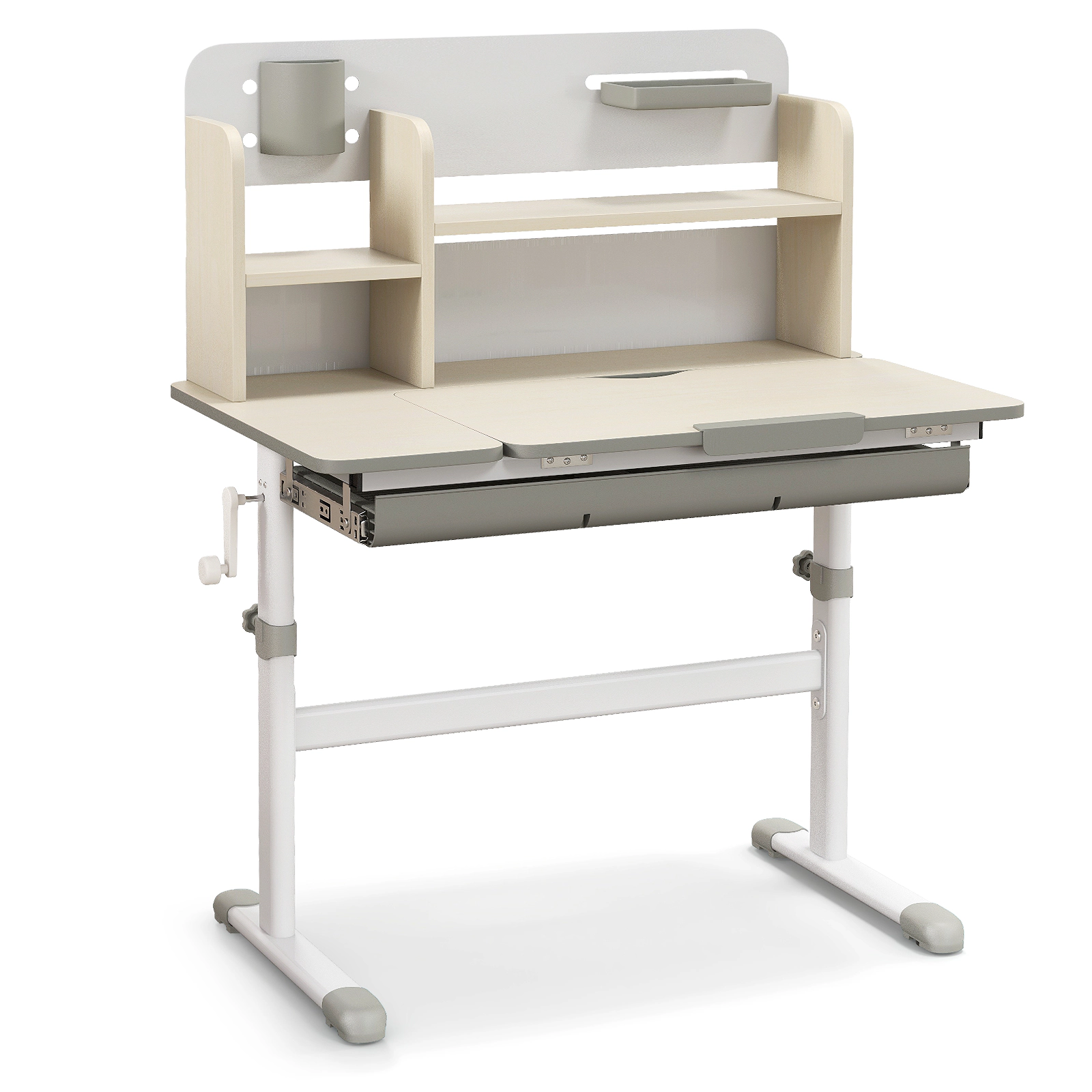 SUGIFT Height Adjustable Kids Study Desk & Chair Set Tiltable 24-in Desktop 220-Lb Capacity Ages 3-12 Blue Pink Gray